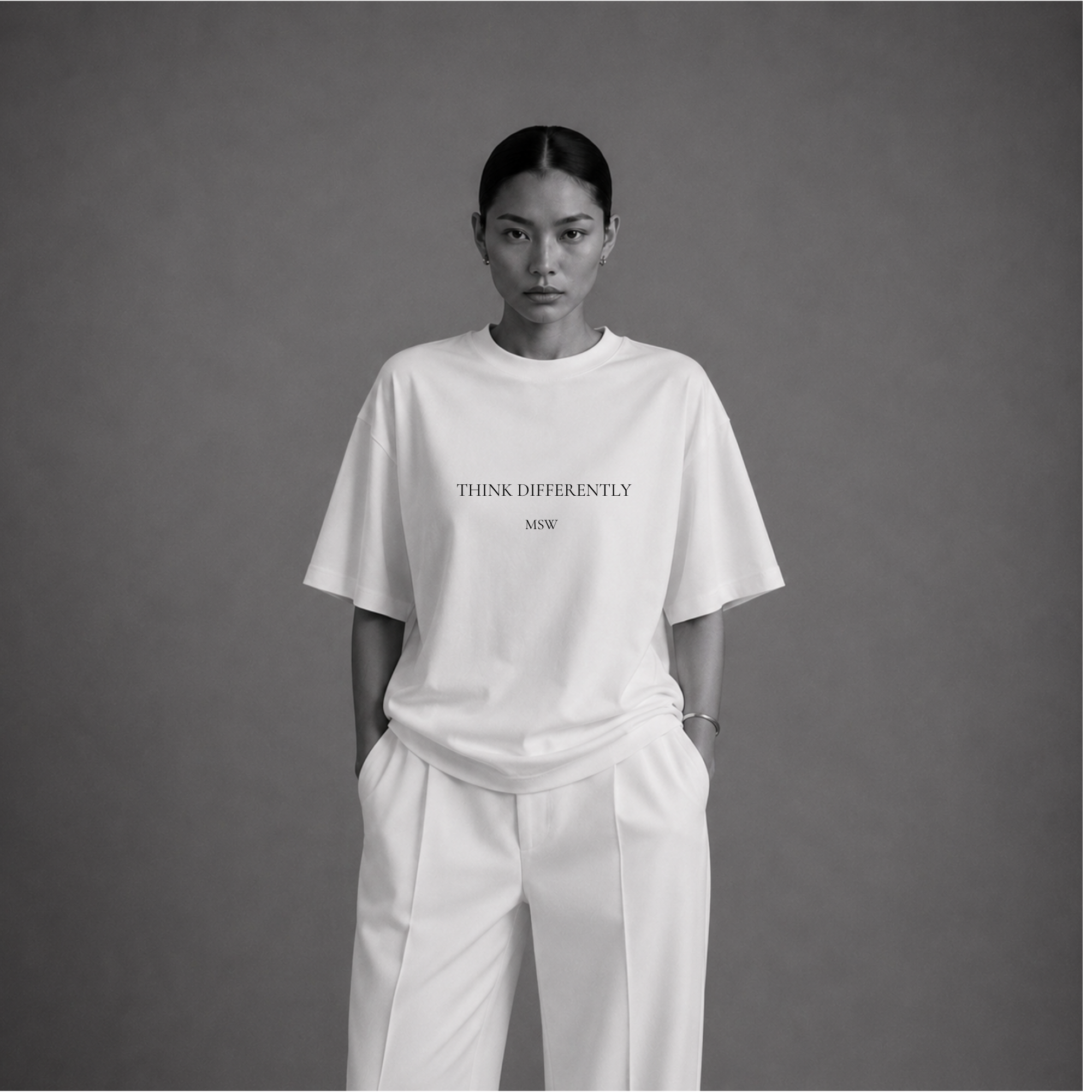 MSW™ Oversized Tee — White / Think Differently